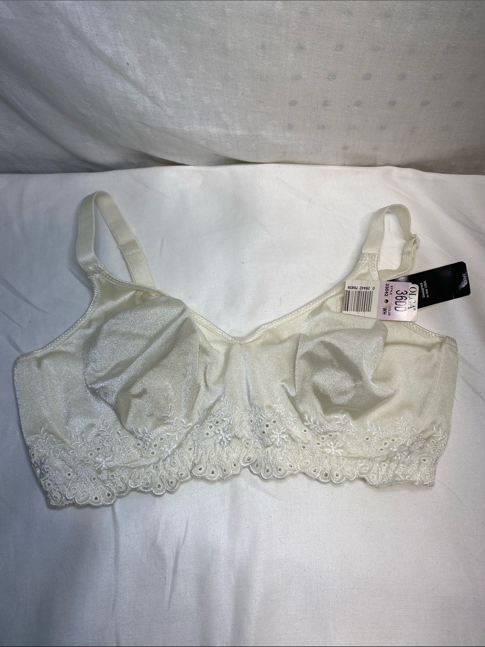 Olga White/Cream? Floral Lace-Trim Underwire Bralette Size 36DD NWT‎